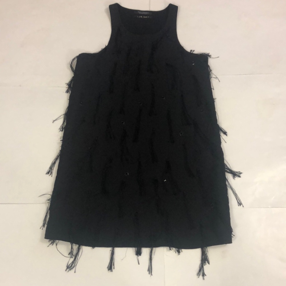 Scotch & Soda S Dress Black Sleeveless Fringe eyelet star metal detail Excellent
